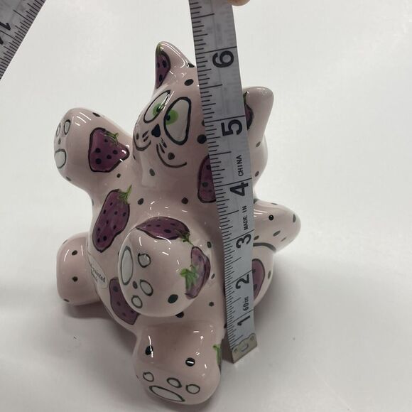 Ganz Meowberry Handpainted Cat Bank with Strawberries Signed by Pati Ceramic - Picture 14 of 16